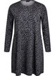 Long-sleeved dress with round neck and leopard print, Dark Grey Leo, Packshot image number 0