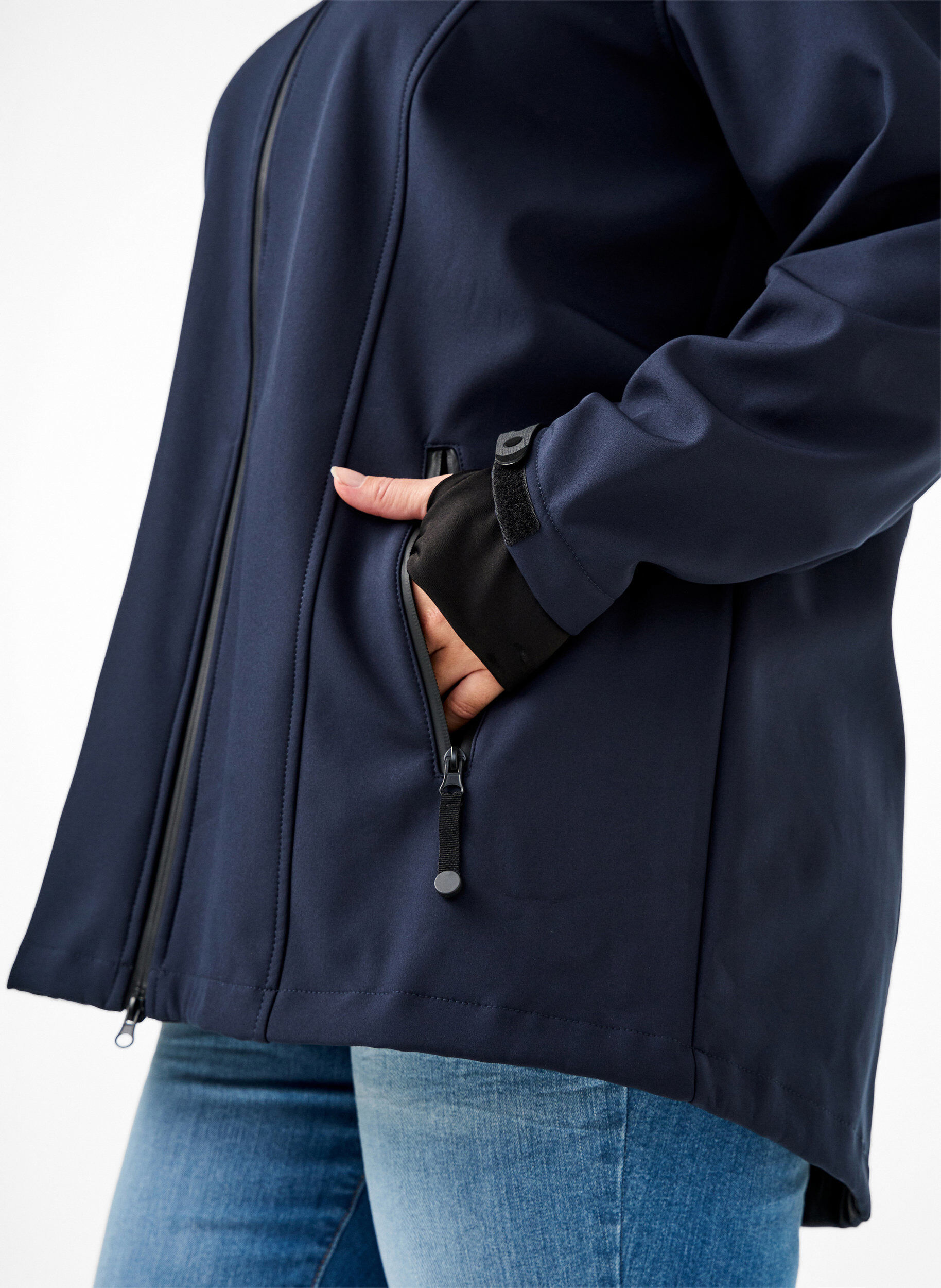 ZizzifashionShort softshell jacket with detachable hood, Blue, Model image number 3