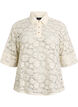 Lace blouse with collar and 1/2 sleeves, Vanilla, Packshot image number 0