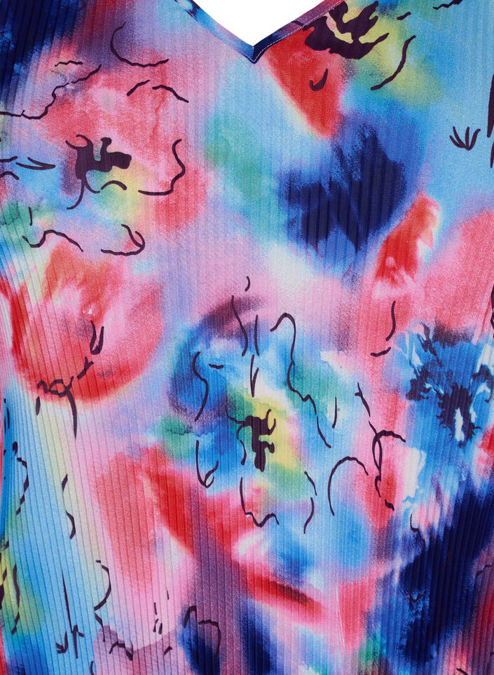 Pleated top with 3/4 sleeves, Lavender Space AOP, Packshot image number 2