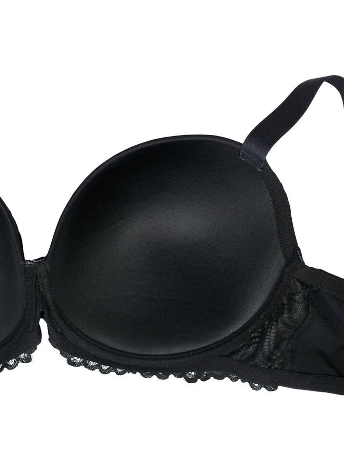 Moulded underwire lace bra, Black, Packshot image number 3