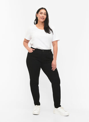 Slim fit Emily jeans with regular waist, Black, Model image number 0