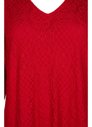 Lace Dress with 3/4 sleeves, Tango Red, Packshot image number 2