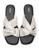 Flat sandals with crossed satin straps, Vanilla, Packshot image number 2