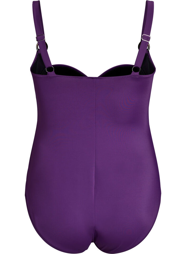 Padded swimsuit with draping, Purple, Packshot image number 1