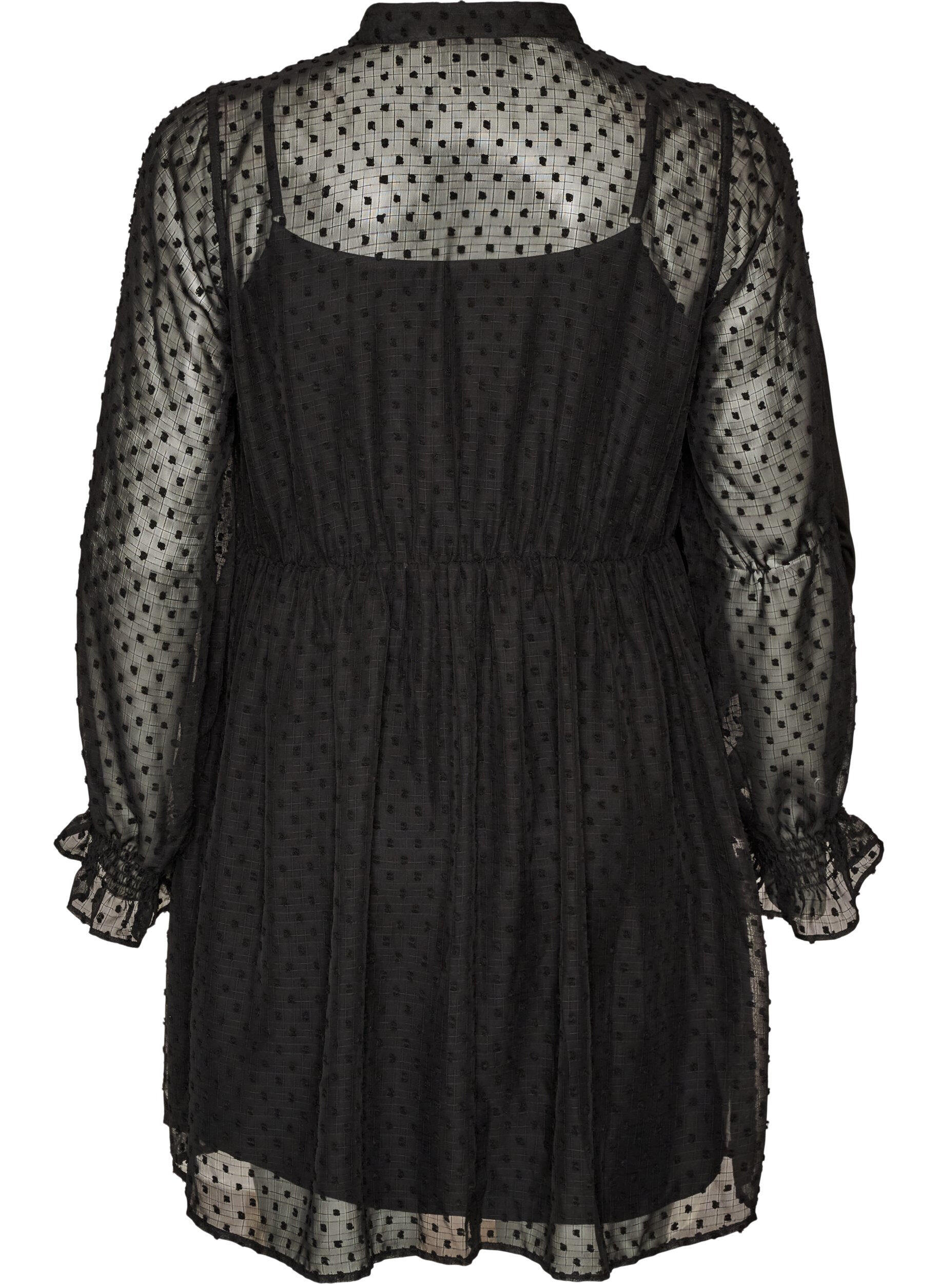 ZizzifashionChiffon dress with guipure lace and empire line, Black, Packshot image number 1