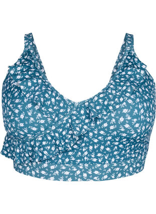 Floral bikini bra with frill details, Balsam Flower AOP, Packshot image number 0