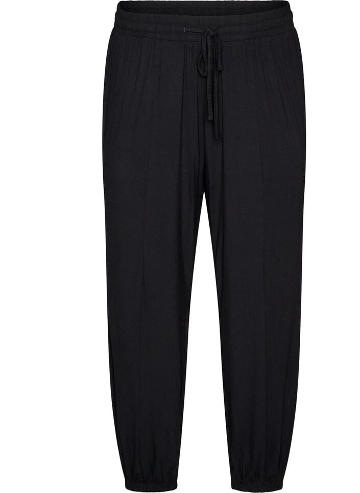 High-waisted jersey balloon trousers, Black, Packshot image number 0