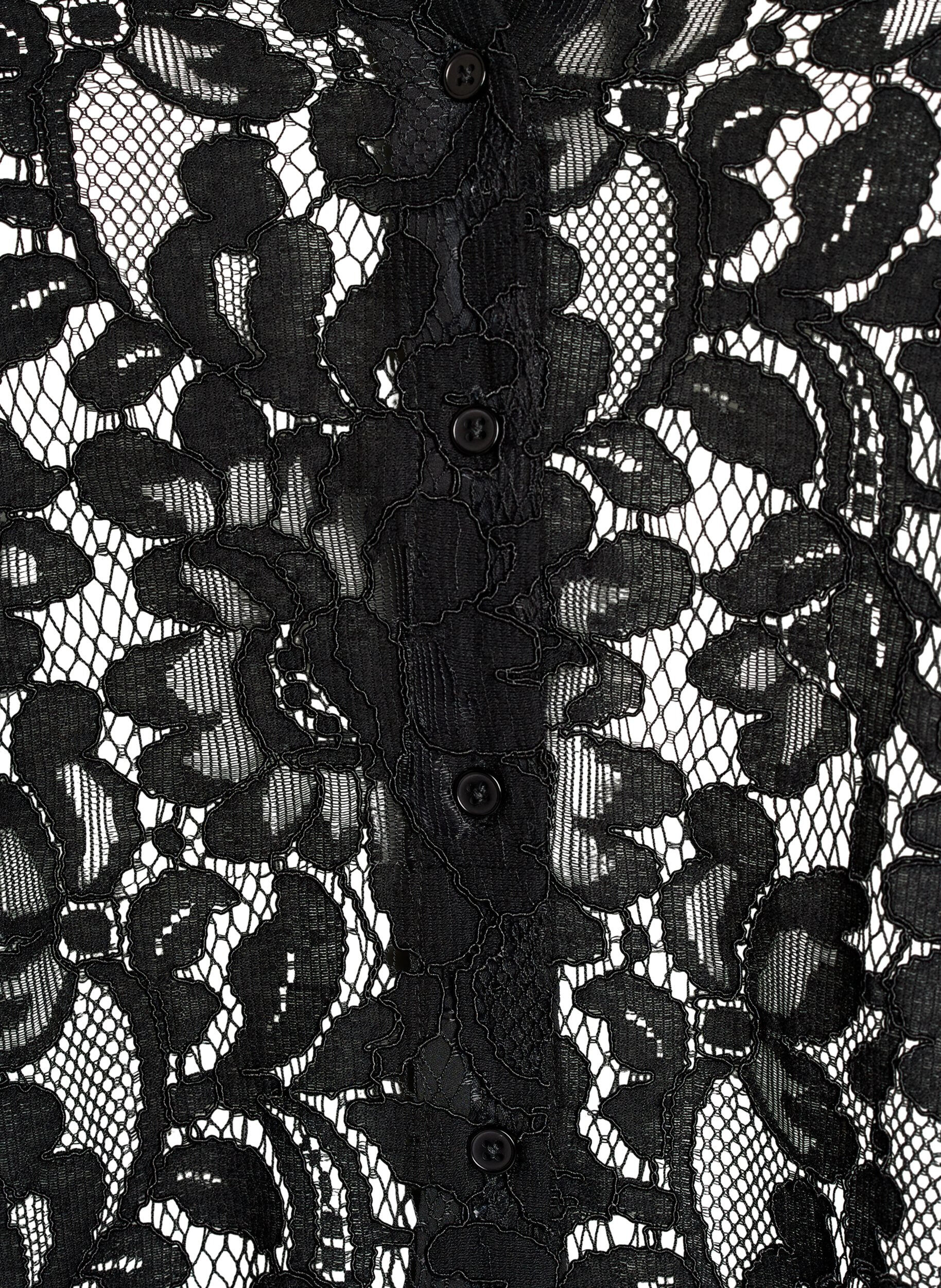 ZizzifashionShort-sleeved lace blouse with V-neck, Black, Packshot image number 2