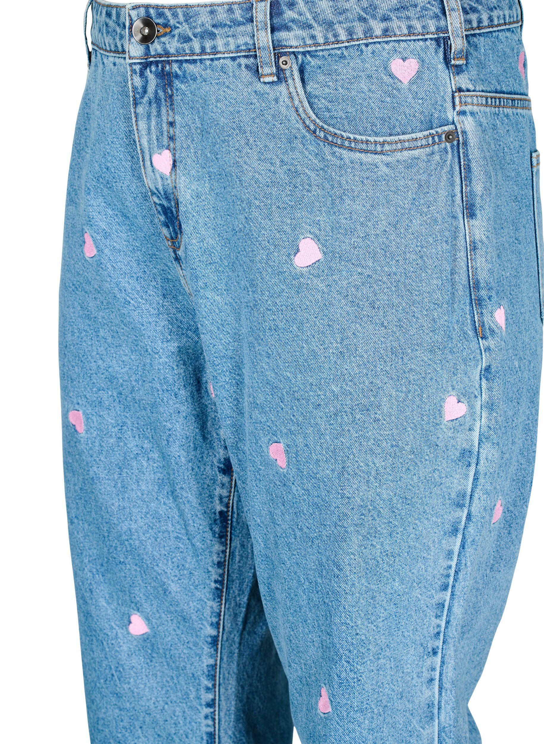 Zizzifashion High-waisted Gemma jeans with hearts, Blue, Packshot image number 2