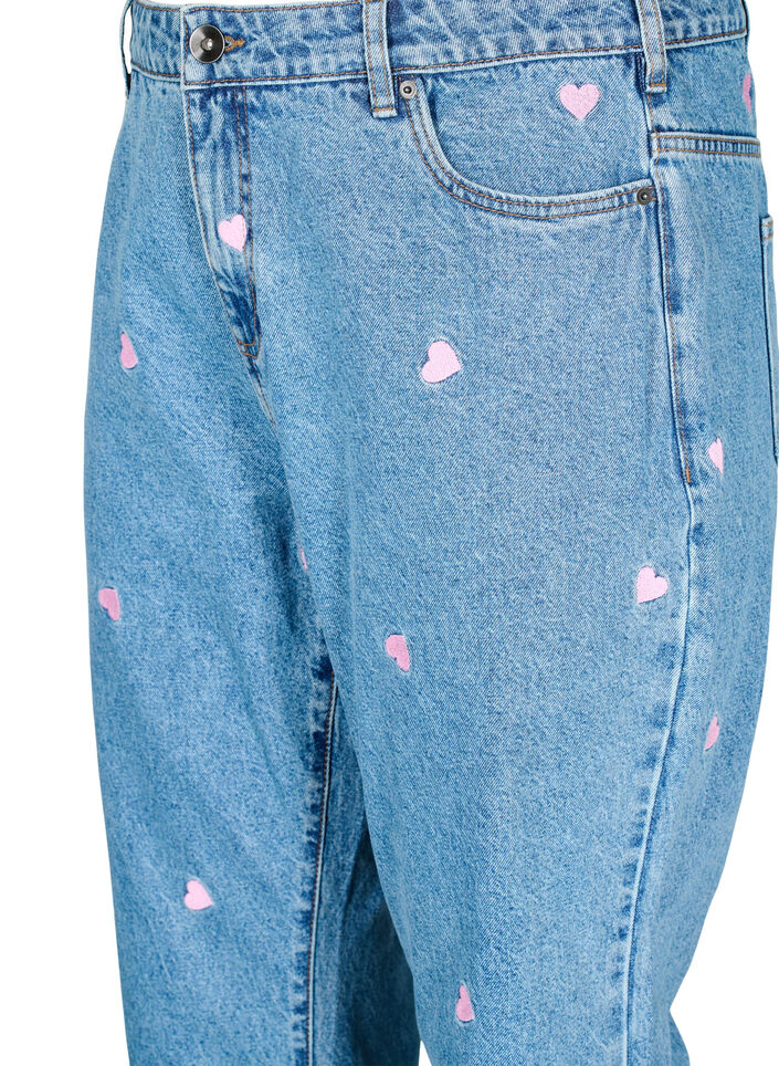 High-waisted Gemma jeans with hearts, Blue, Packshot image number 2
