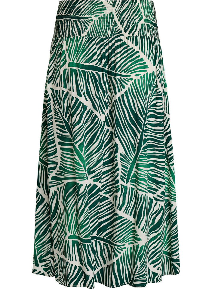 Viscose maxi skirt with smocking, Green, Packshot image number 1