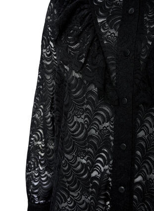 Lace shirt dress with frills, Black, Packshot image number 3
