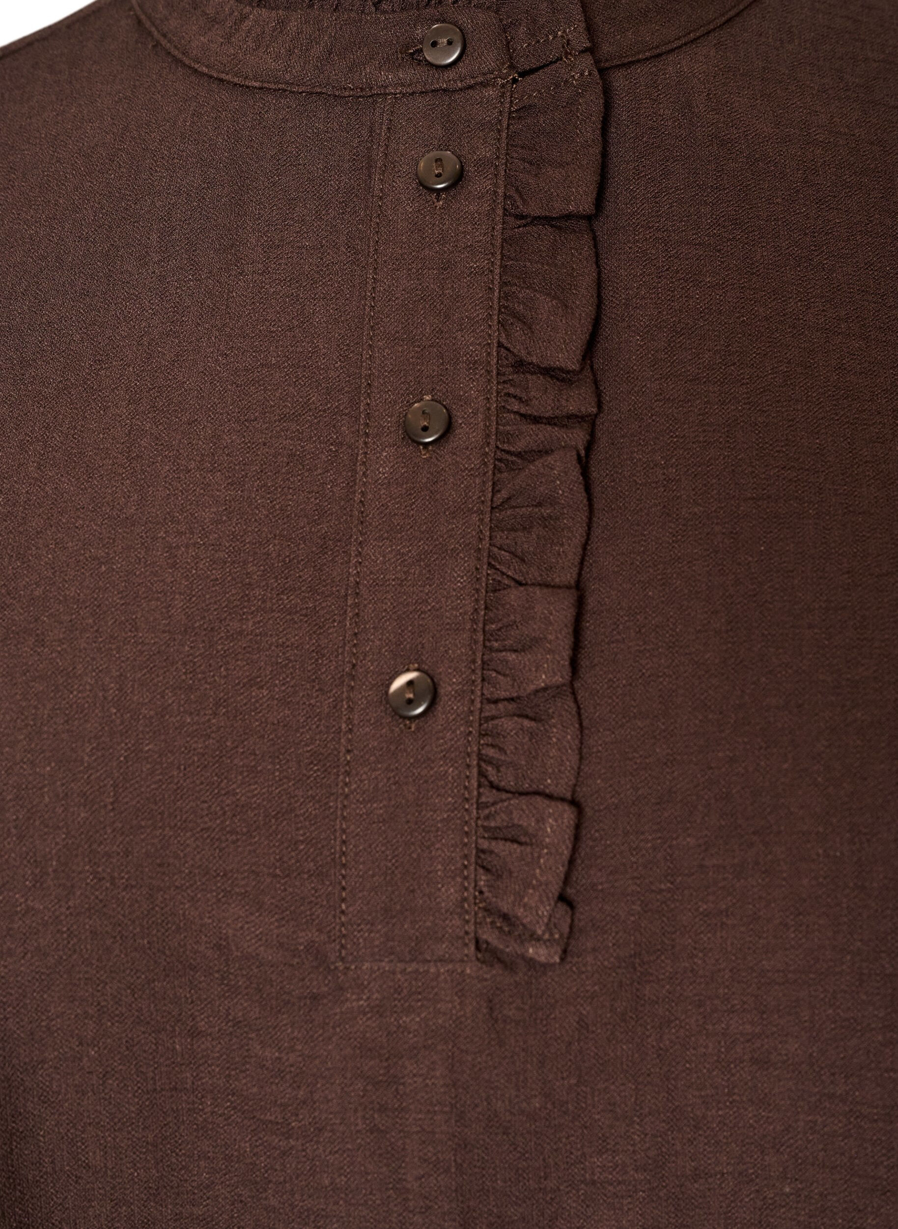 ZizzifashionViscose tunic with ruffles and buttons, Brown, Packshot image number 2