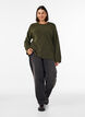 Loose knit sweater with prominent seams, Green, Model image number 1