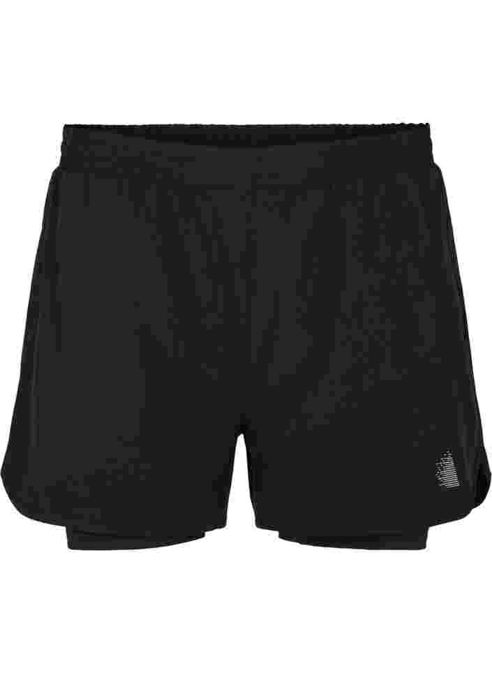 Workout shorts with lining, Black, Packshot image number 0