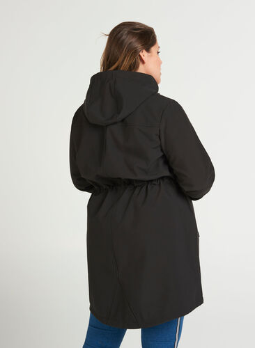 Hooded softshell jacket, Black solid, Model image number 1