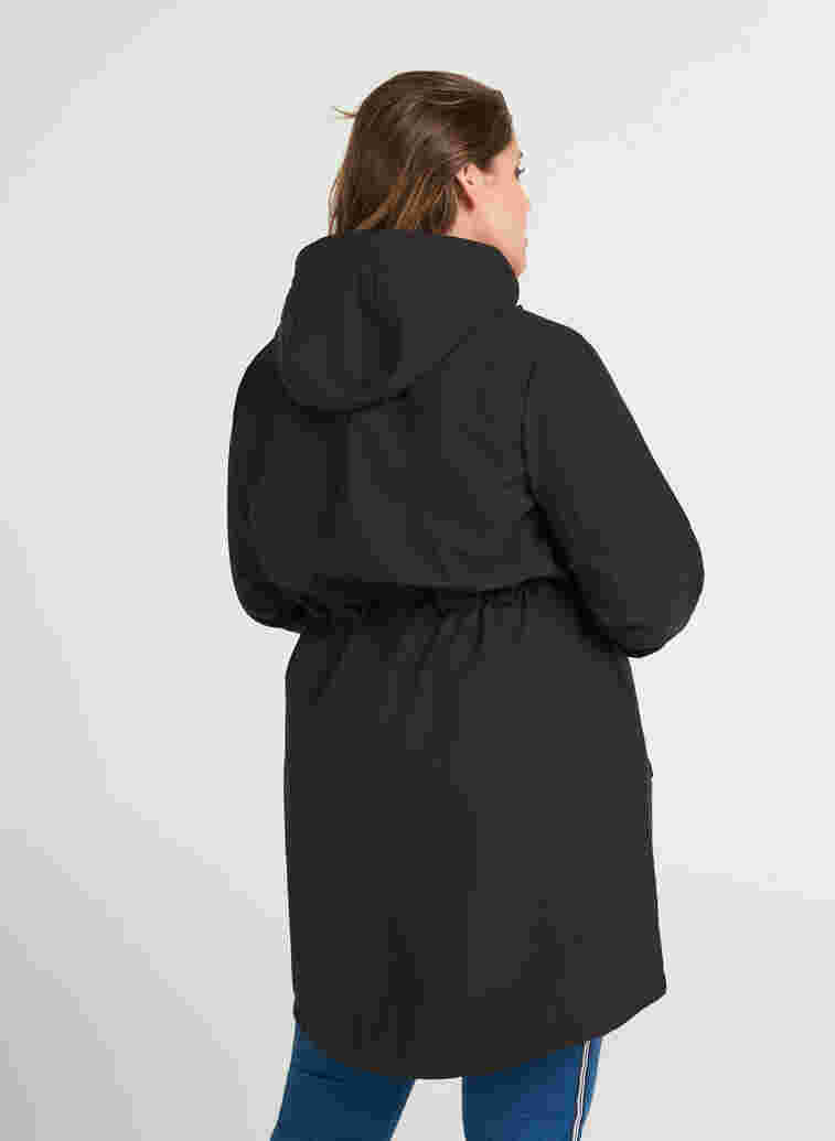 Hooded softshell jacket, Black solid, Model image number 1