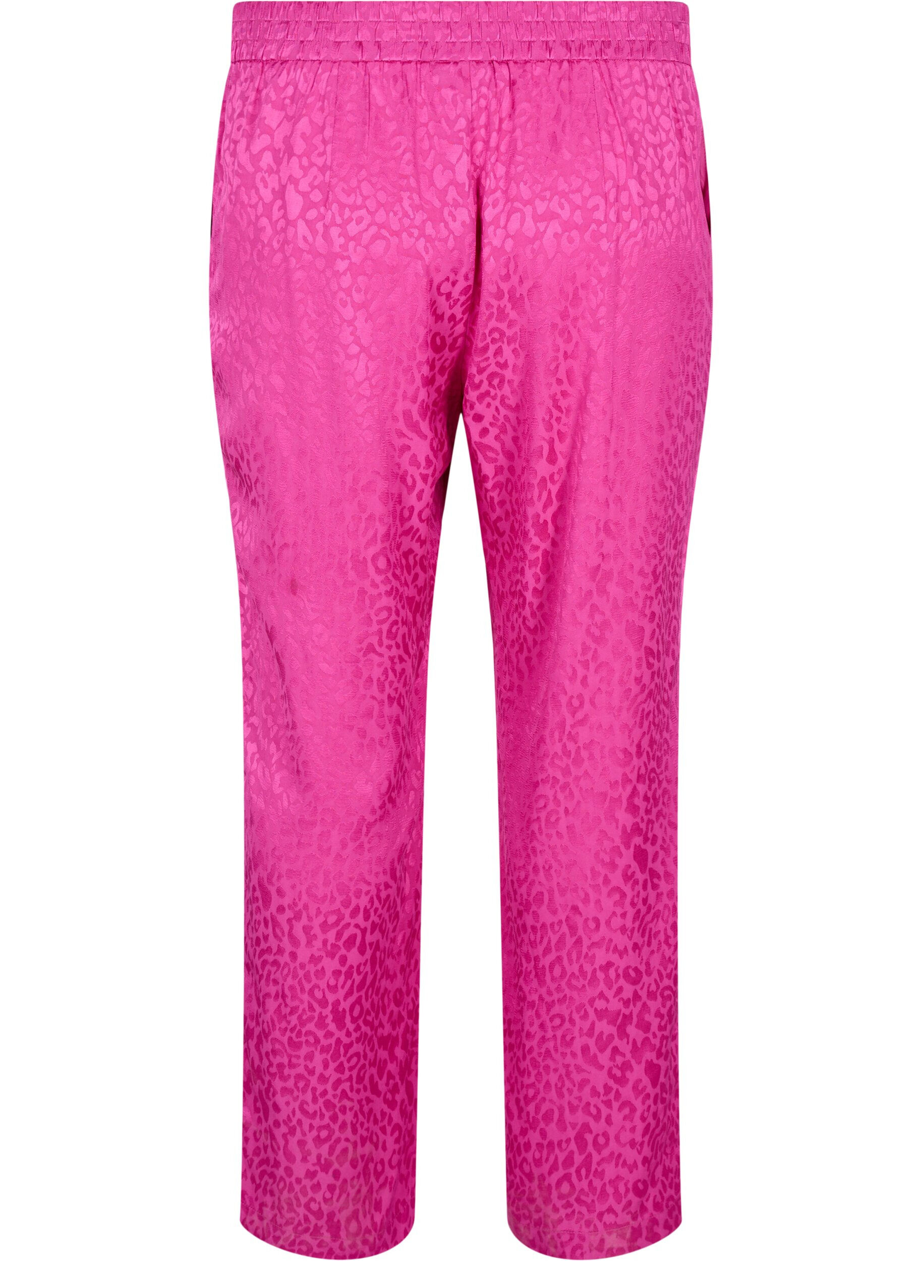 Zizzifashion Tone-on-tone viscose jacquard trousers, Rose Violet, Packshot image number 1