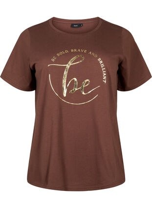 T-shirt in organic cotton with print , Chestnut W. Be GF, Packshot image number 0