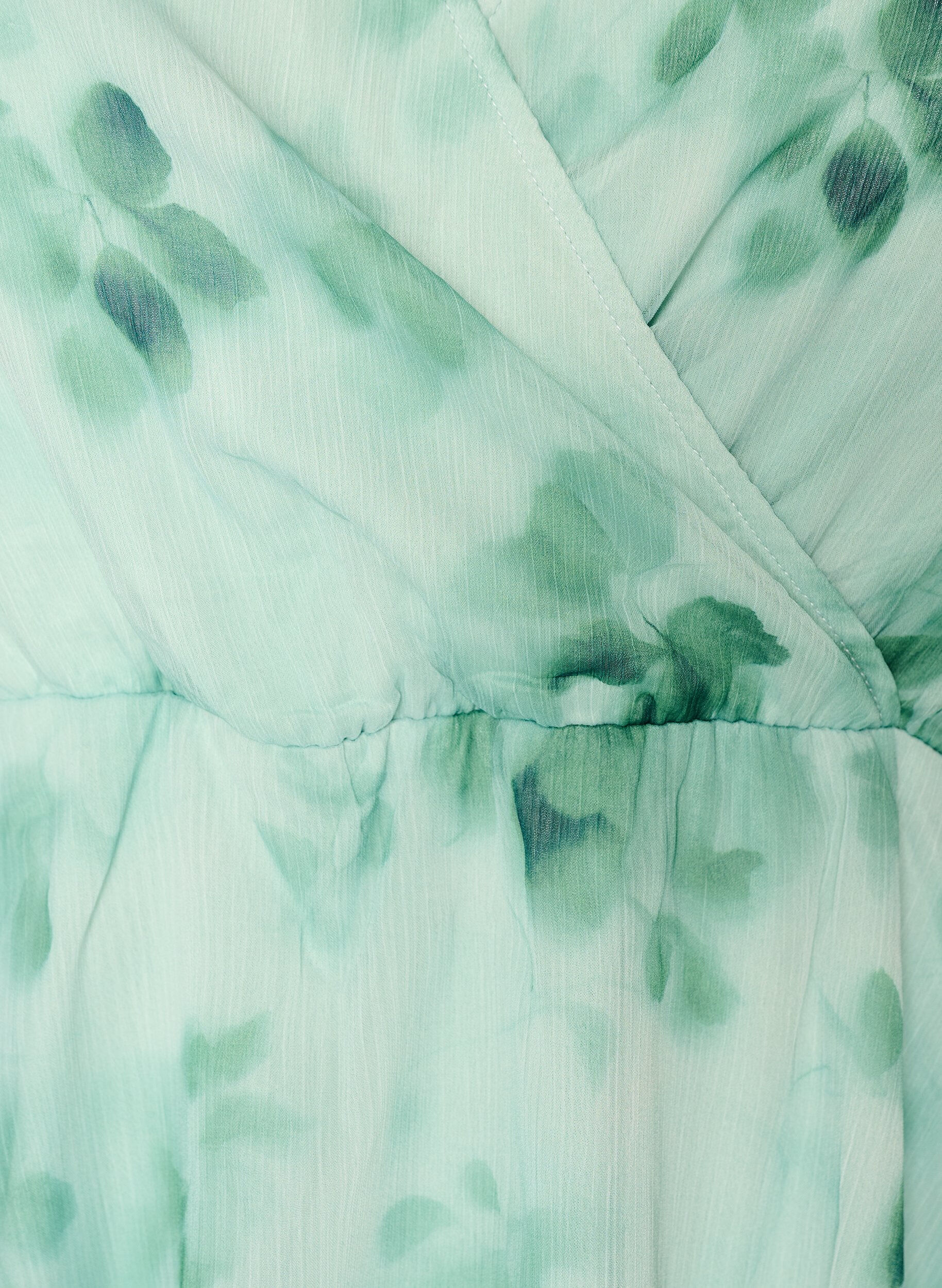 ZizzifashionFloral chiffon blouse with short sleeves, Green, Packshot image number 2