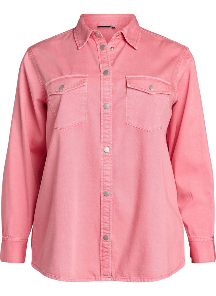 Denim shirt with chest pockets, Rose, Packshot image number 0