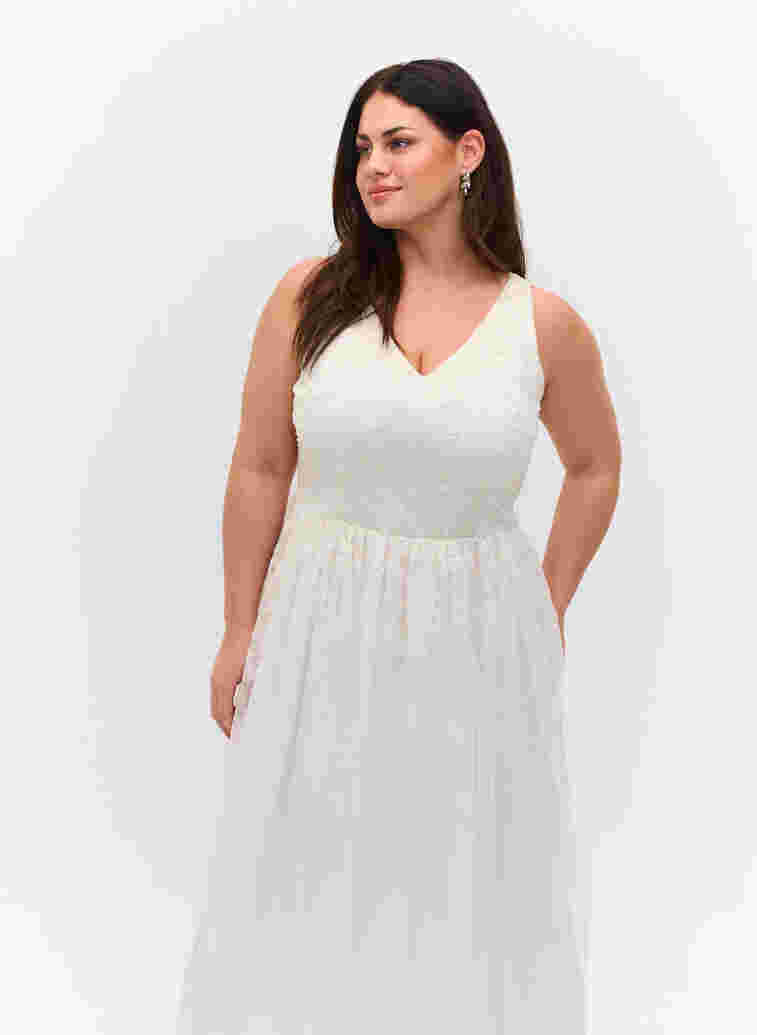 Sleeveless v-neckline wedding dress, Star White, Model image number 2