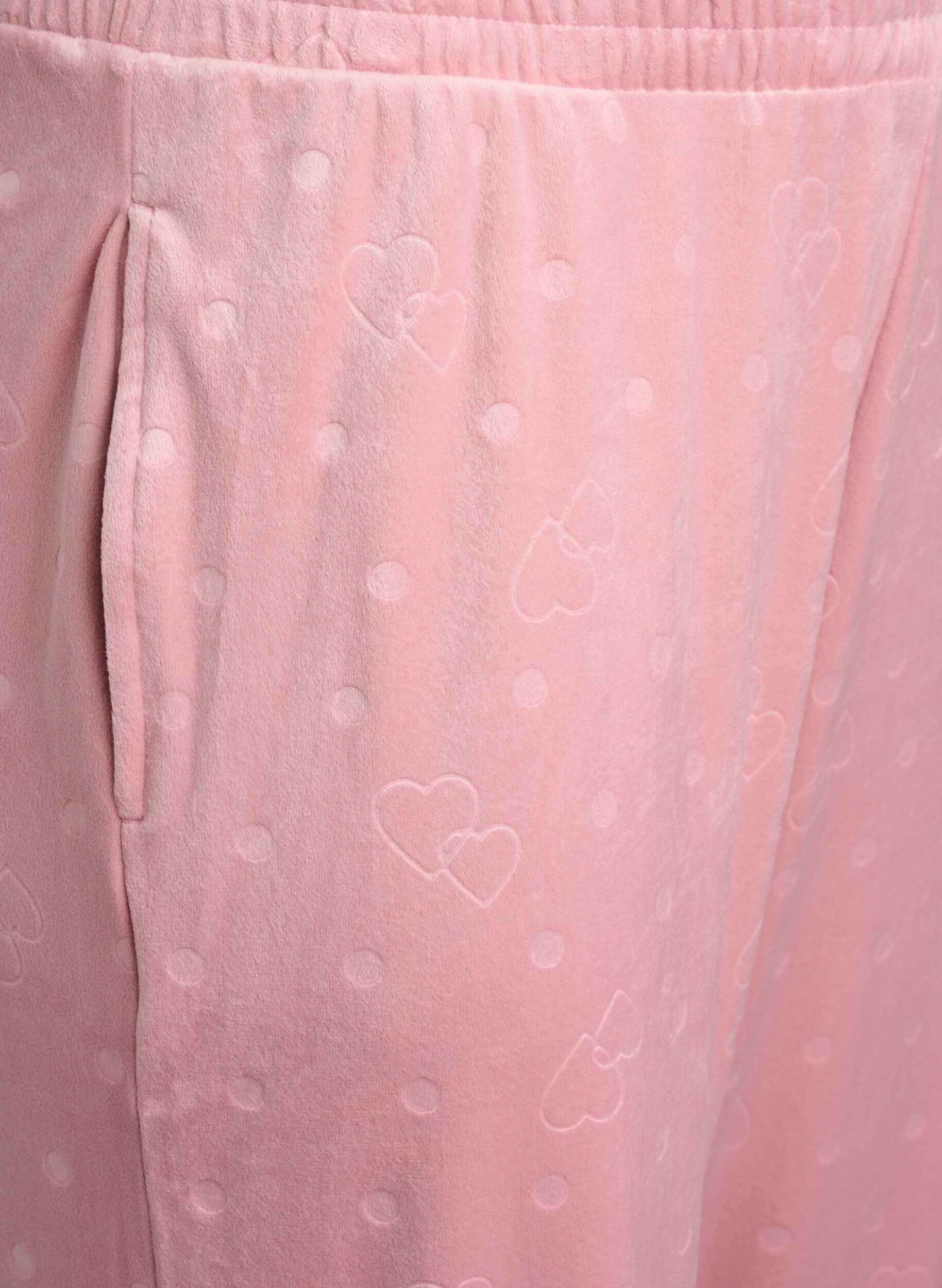 Zizzifashion Velour trousers with polka dots and hearts, Rose, Packshot image number 2