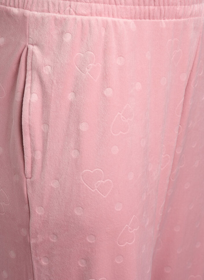 Velour trousers with polka dots and hearts, Rose, Packshot image number 2