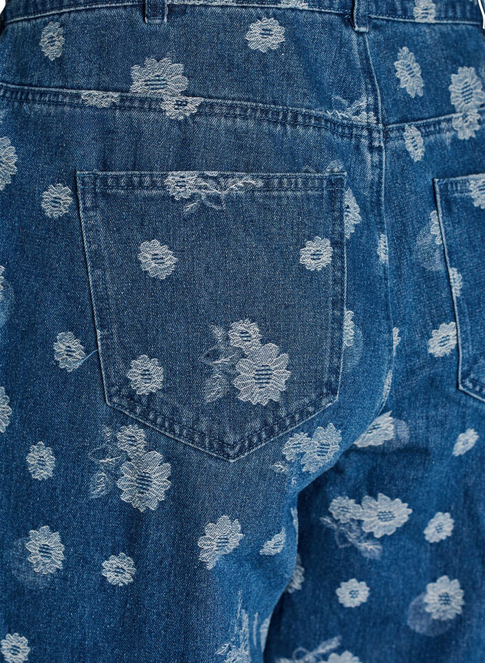Gemma high-waisted floral jeans, Blue, Packshot image number 3