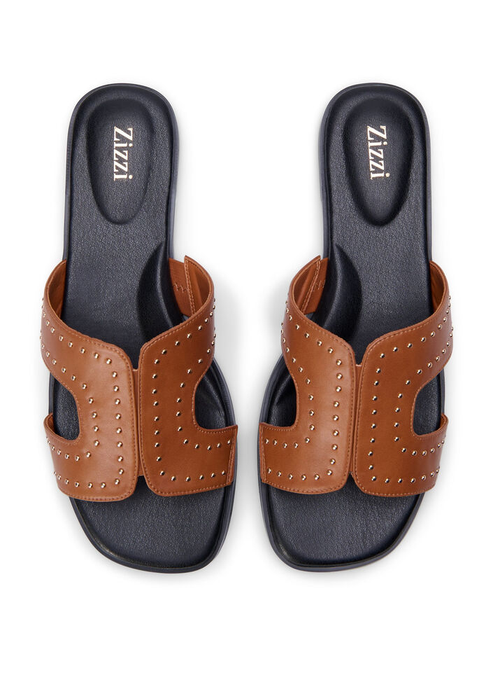 Flat sandals with studs, Brown, Packshot image number 2