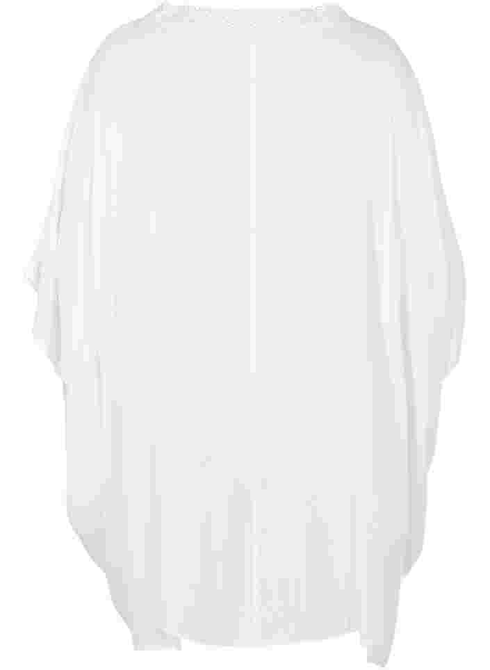 Viscose beach dress with lace details, Bright White, Packshot image number 1