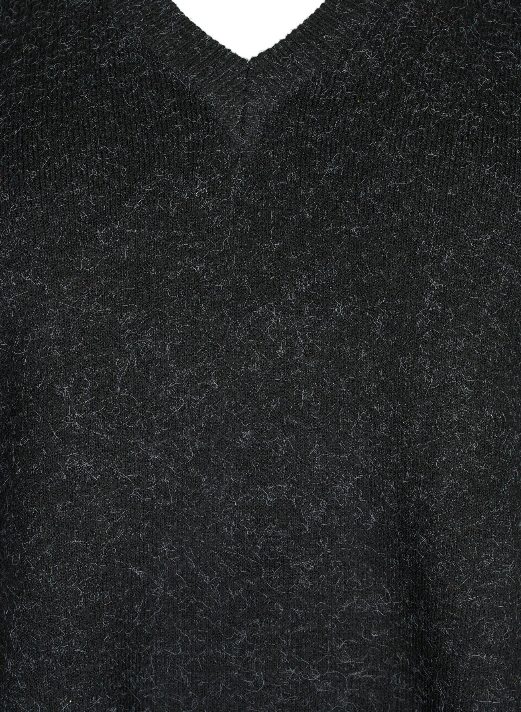 Zizzifashion Melange v-neck pullover, Dark Grey Melange, Packshot image number 2