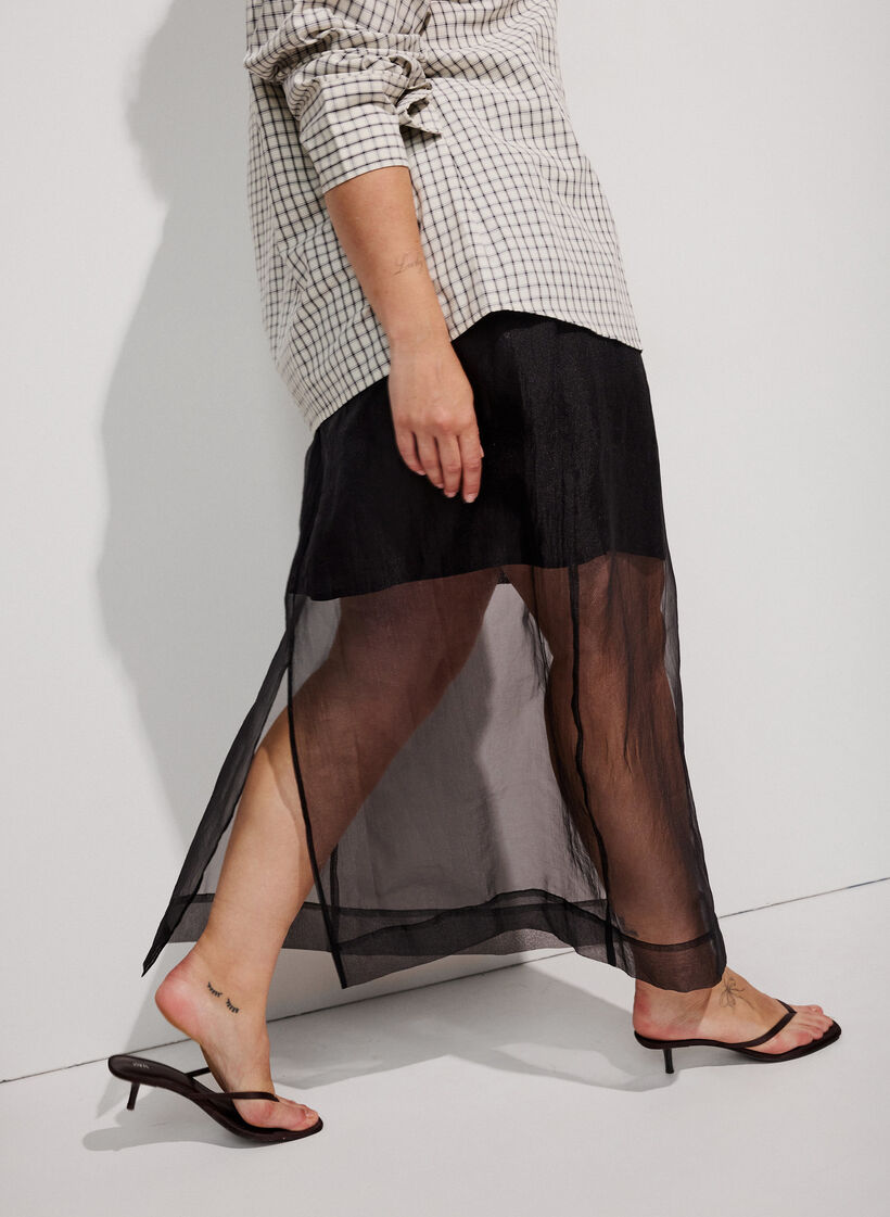 Long organza-look skirt, Black, Model image number 0