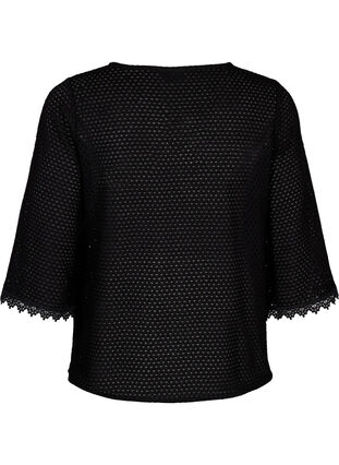 Knit top with 3/4 sleeves, Black, Packshot image number 1