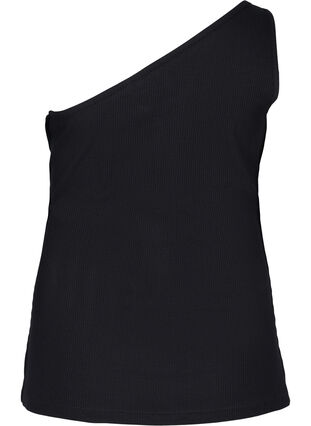 One-shoulder top in cotton, Black, Packshot image number 1
