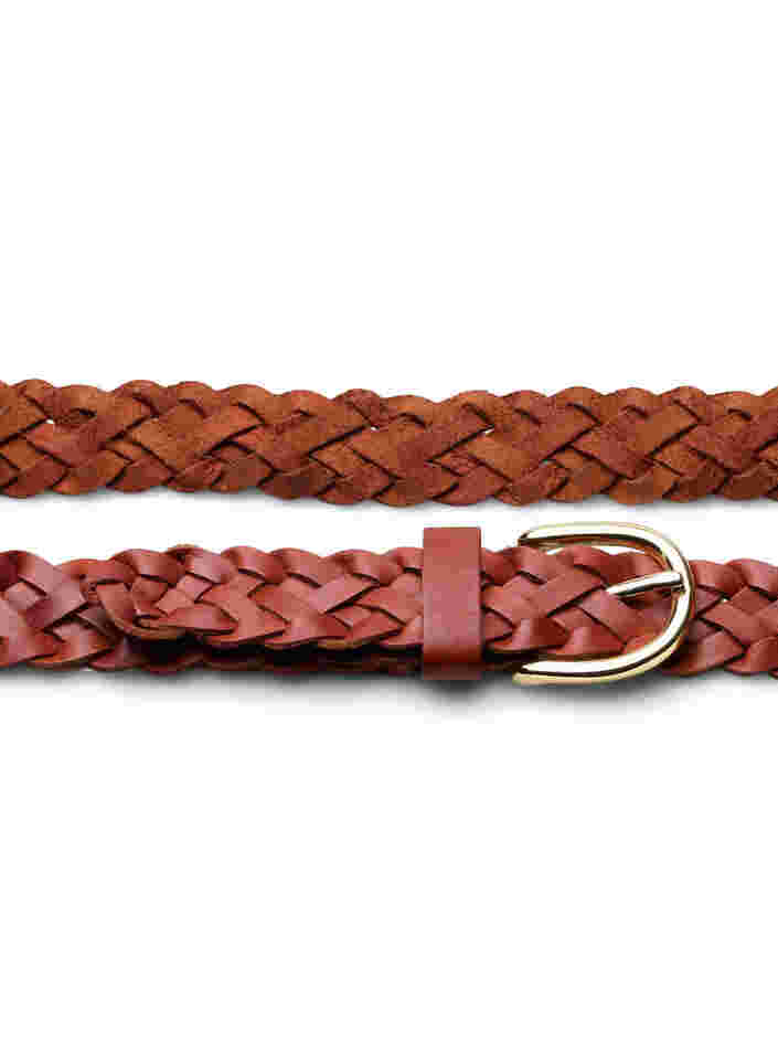 Braided leather belt, Cognac, Packshot image number 2