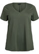 Short sleeve t-shirt with v-neckline, Green, Packshot image number 0