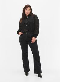 High-waisted Ellen bootcut jeans, Grey Denim, Model