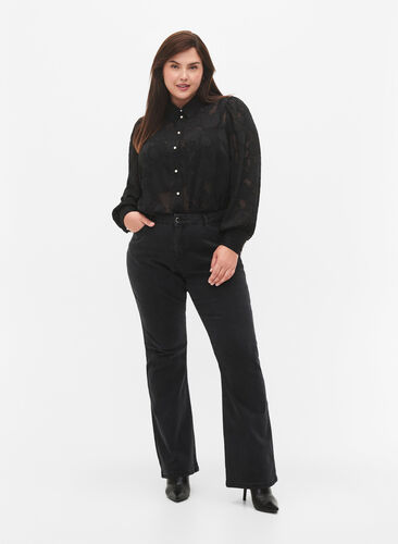 High-waisted Ellen bootcut jeans, Grey Denim, Model image number 0