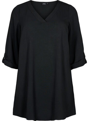 A-shape tunic with 3/4 sleeves, Black, Packshot image number 0