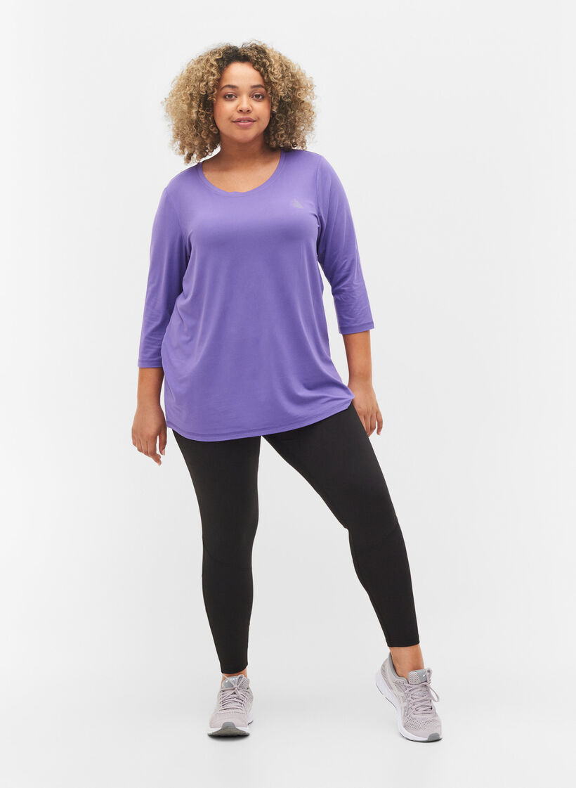 Sports top with 3/4 sleeves, Purple, Model image number 1