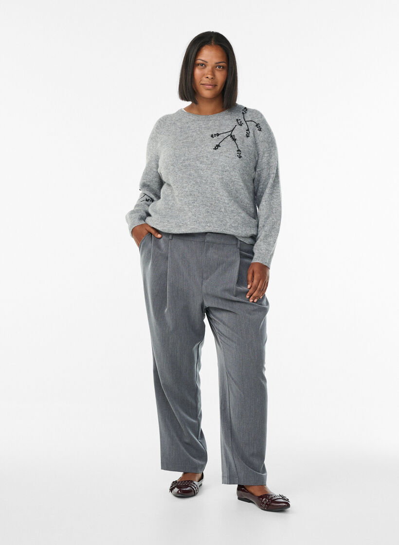 High-waisted tailored trousers with straight legs, Dark Grey, Model image number 0