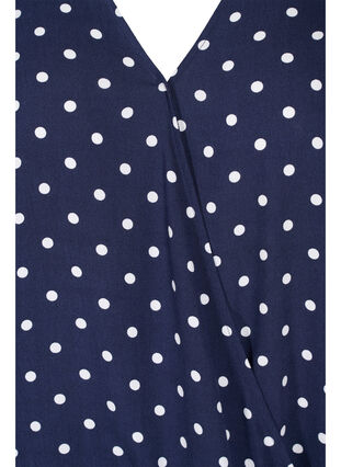 Short-sleeved polka dot wrap blouse, Night Sky Dot, Packshot image number 2