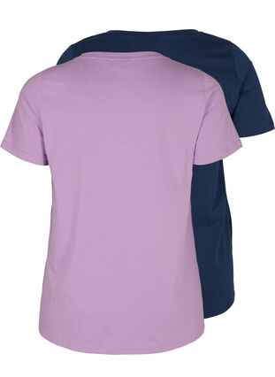 2-pack basic cotton t-shirt, Paisley Purple/Navy, Packshot image number 1