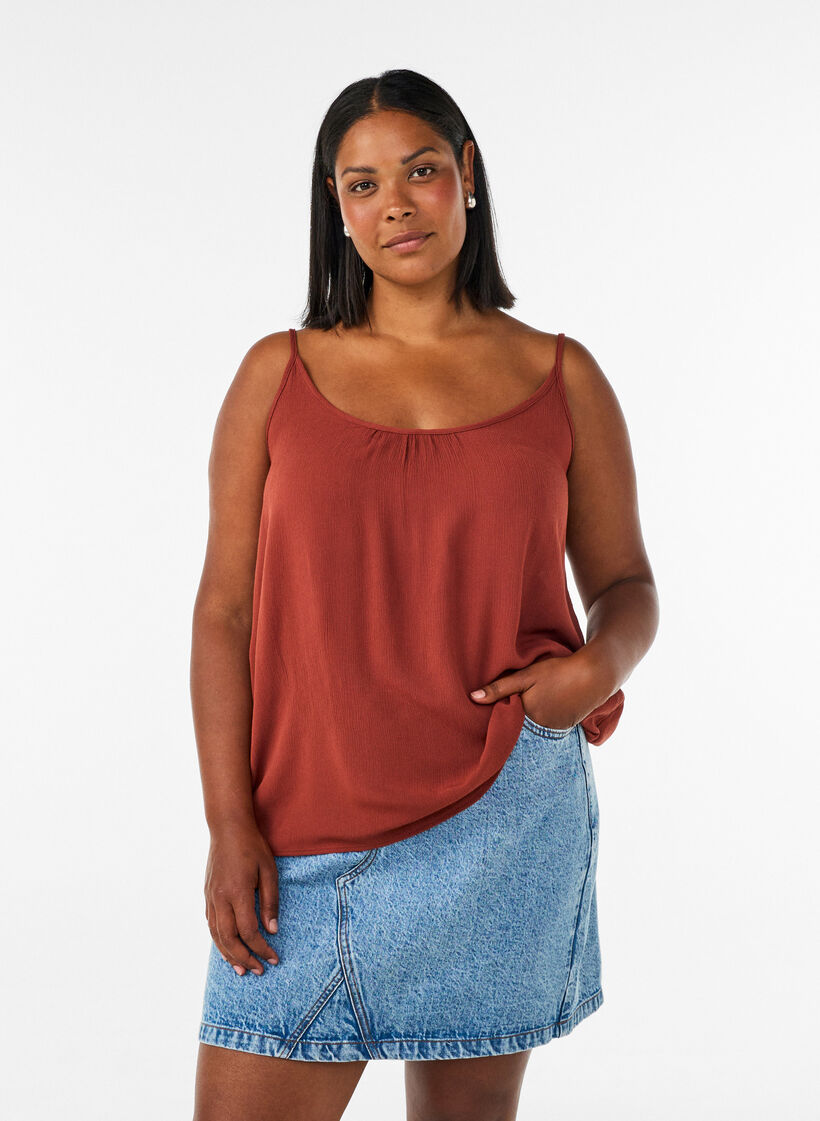 Strap top in viscose, Red, Model image number 0