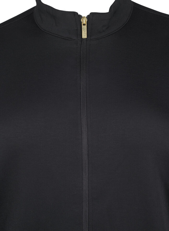 Sporty cardigan with zipper and pockets, Black, Packshot image number 2