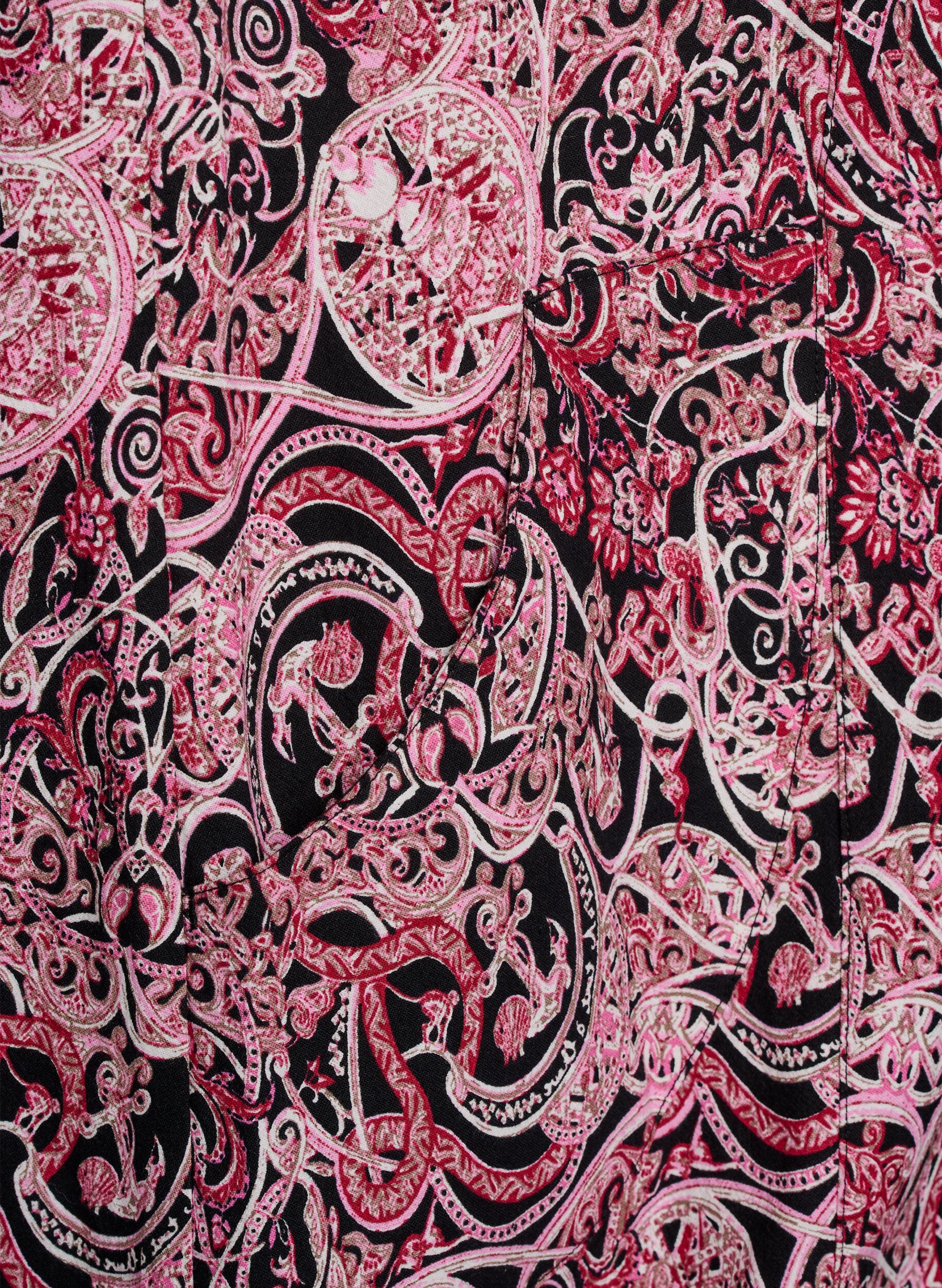 Zizzifashion Short-sleeved, printed cotton dress, Black, Packshot image number 3