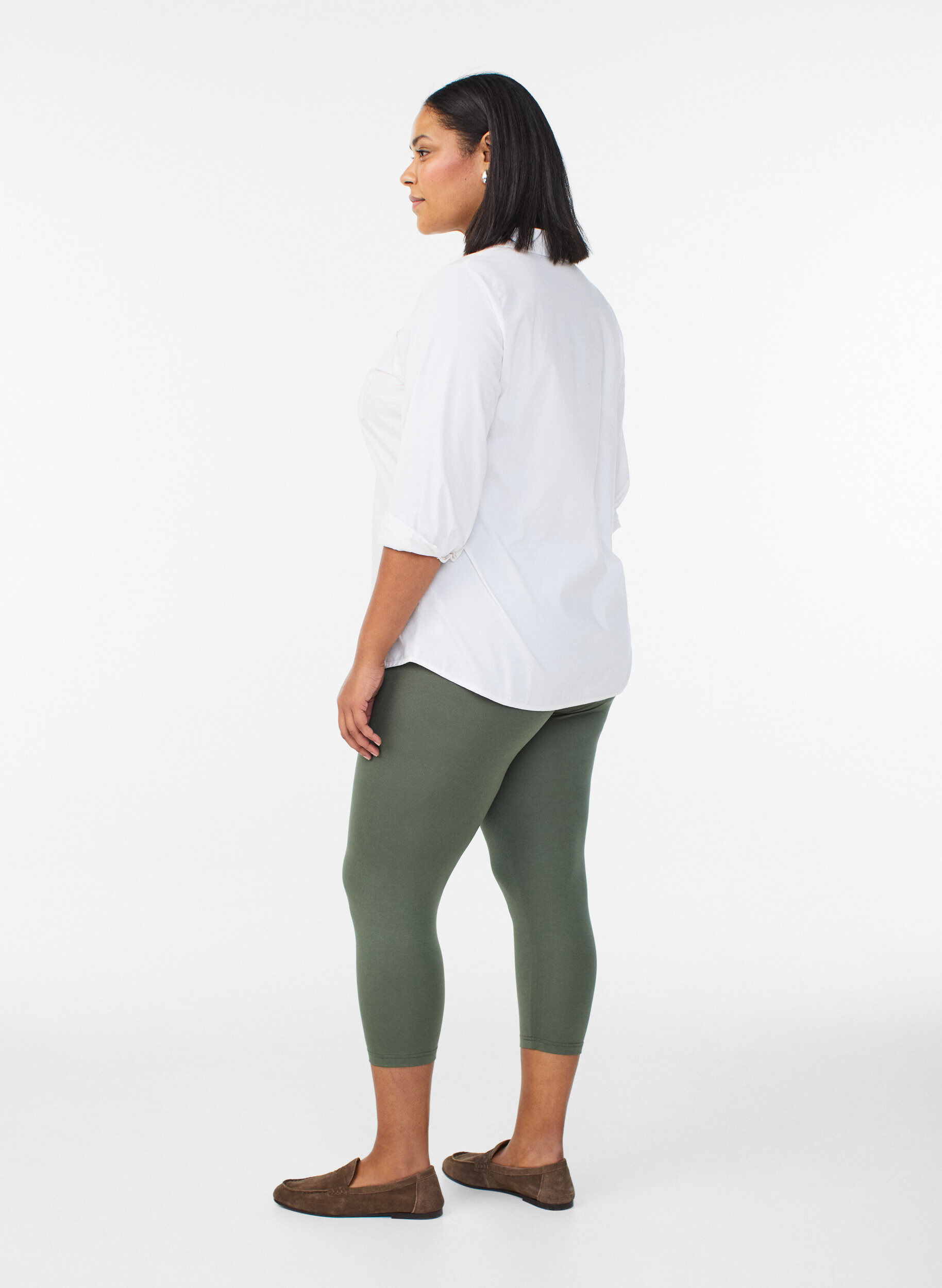 ZizzifashionBasic 3/4 leggings in viscose, Green, Model image number 2