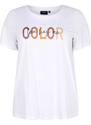 T-shirt in cotton with print, Bright White COLOR, Packshot image number 0